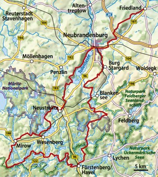 Karte Pilgerweg Mecklenburgische Seenplatte (Quelle: Hompage der Initiatoren)