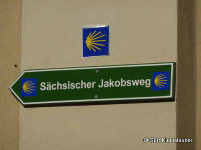 Wegweiser sächsischer Jakobsweg in Dresden